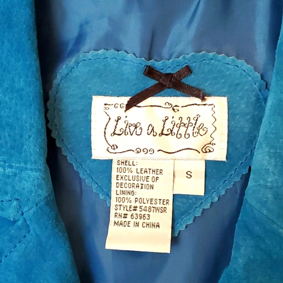 Vintage Suede Turquoise Blazer - Picture 5 of 7